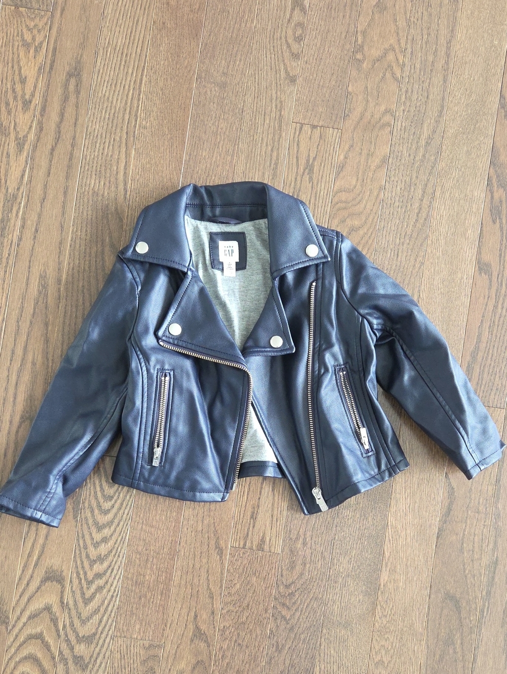 GAP Kids Navy Faux Leather Moto Jacket
